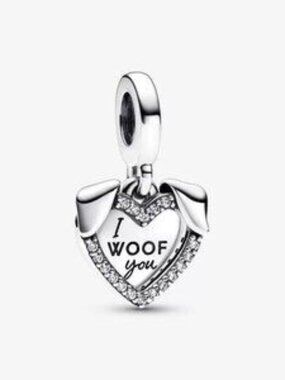 Pandora Heart & Dog Double Dangle Charm